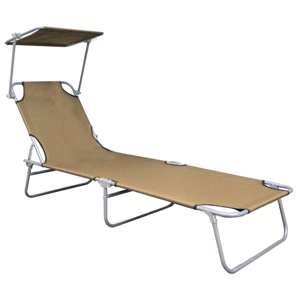 Chaise longue pliable avec auvent en aluminium