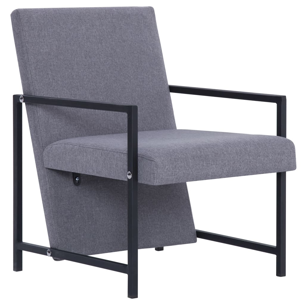 Fauteuil avec pieds chromés en tissu gris clair