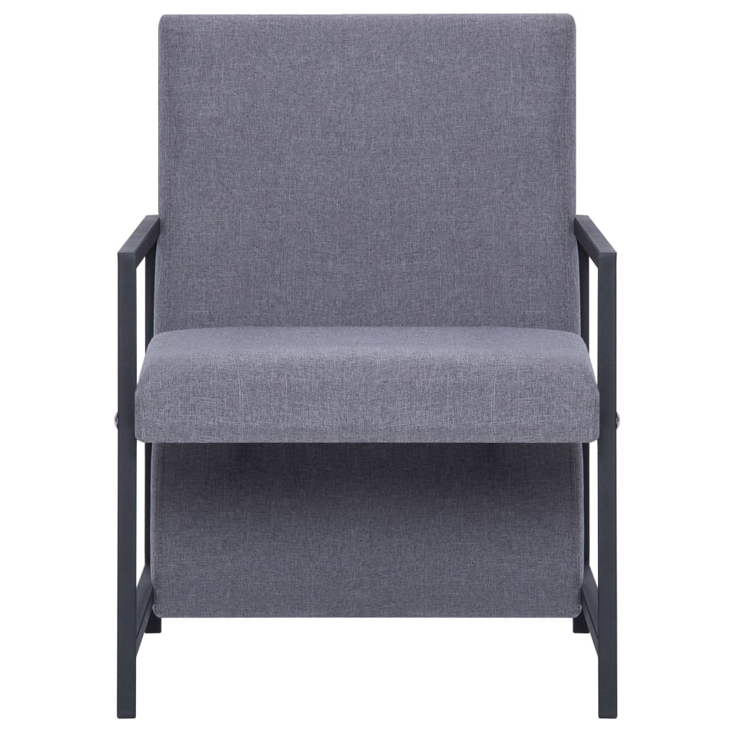 Fauteuil avec pieds chromés en tissu gris clair