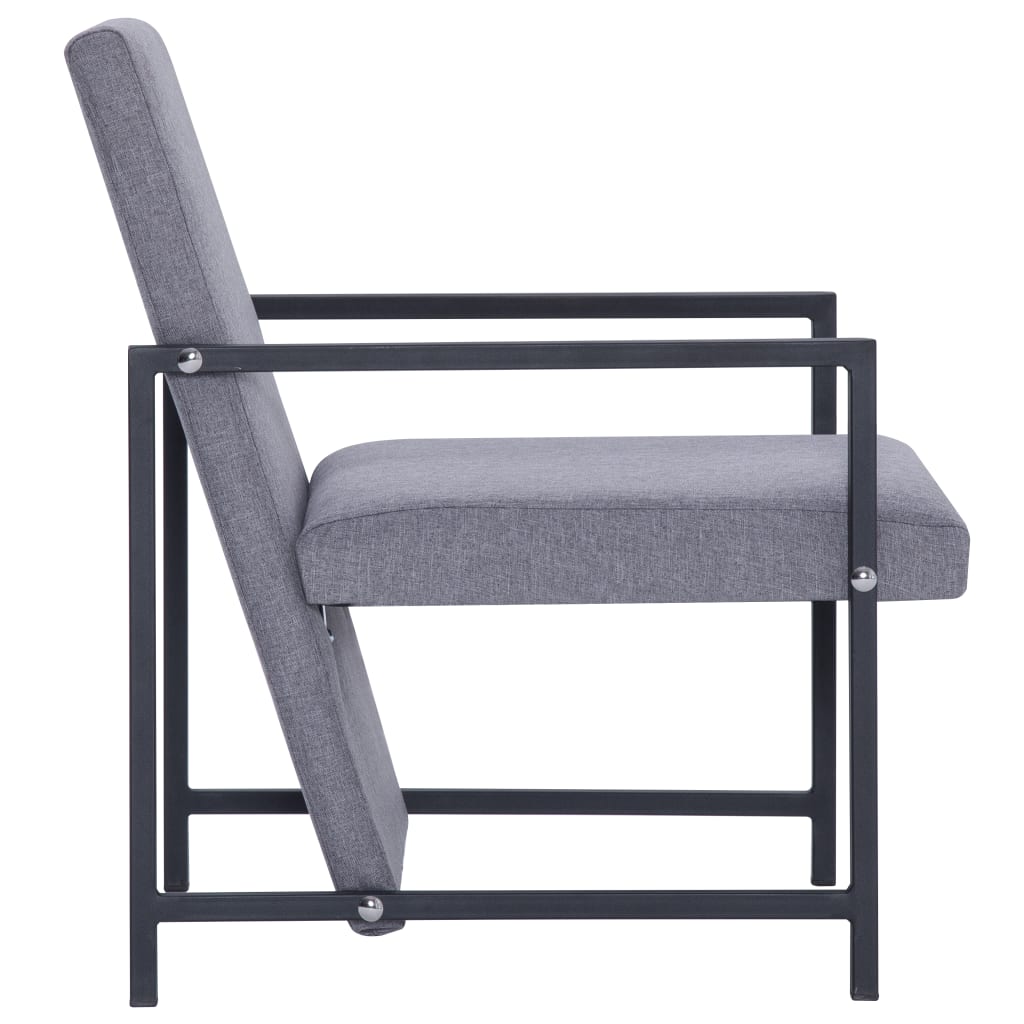 Fauteuil avec pieds chromés en tissu gris clair