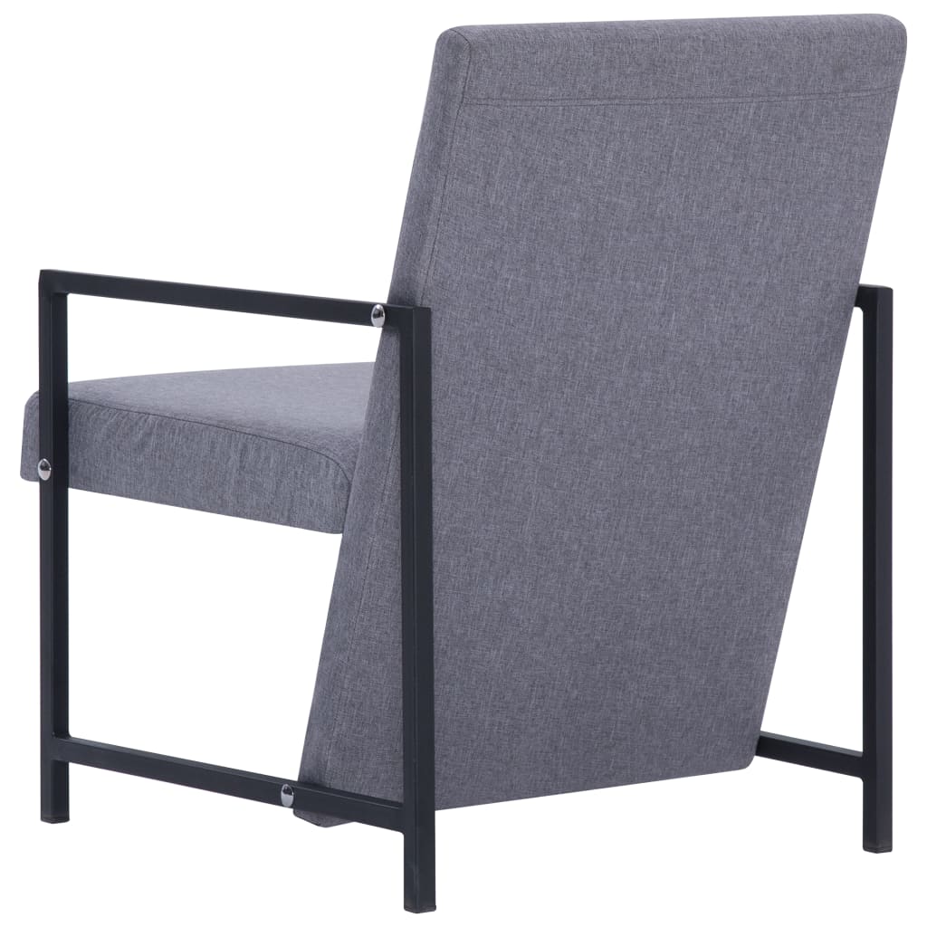 Fauteuil avec pieds chromés en tissu gris clair