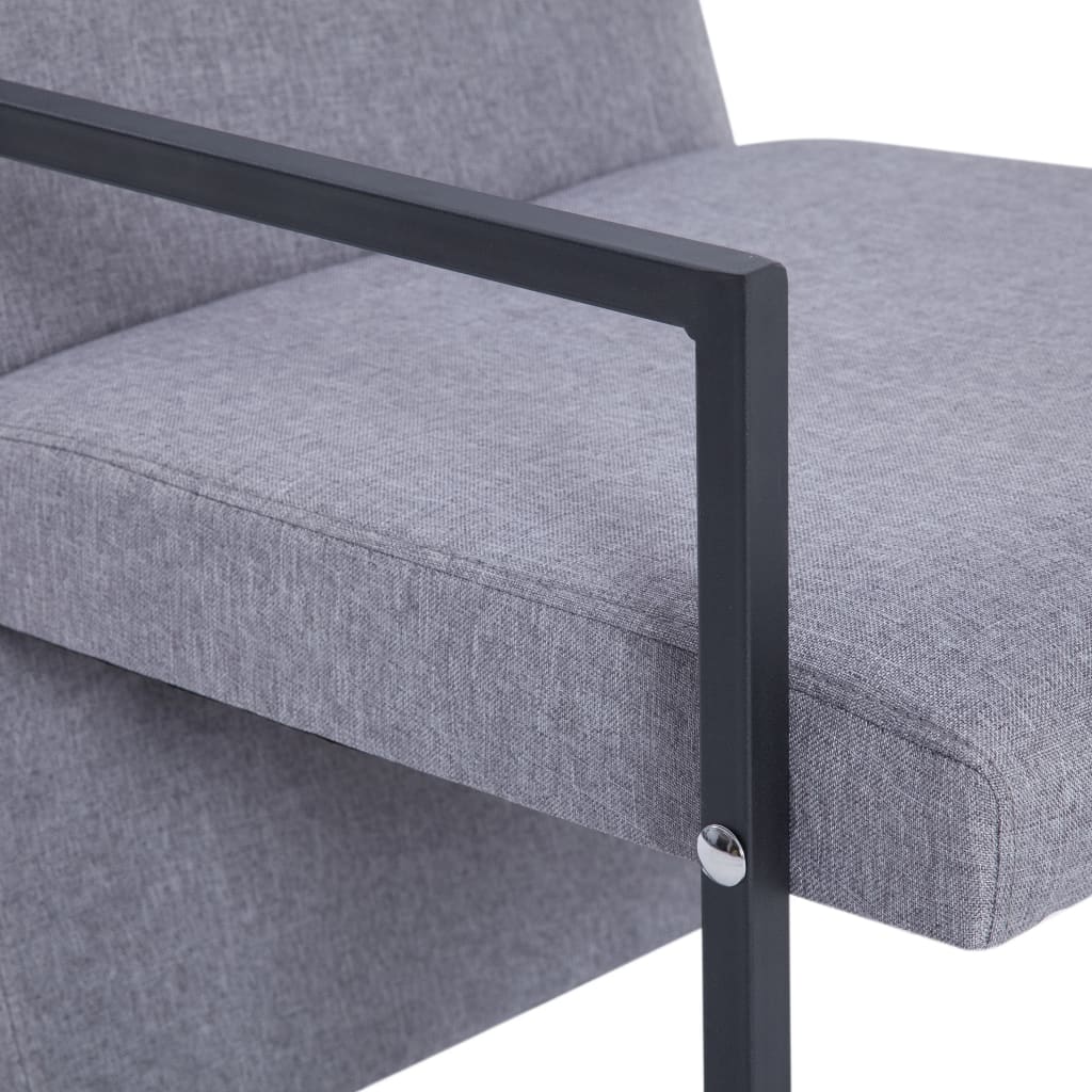 Fauteuil avec pieds chromés en tissu gris clair