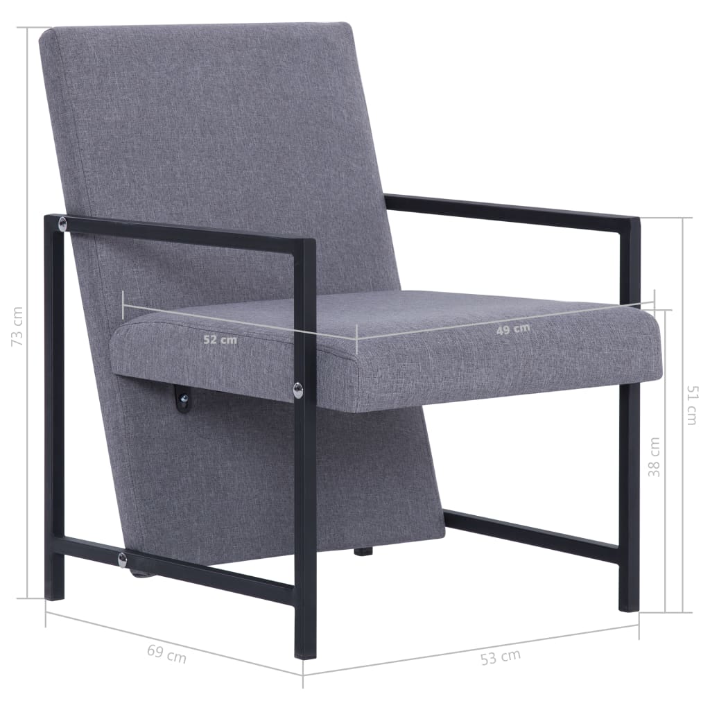 Fauteuil avec pieds chromés en tissu gris clair