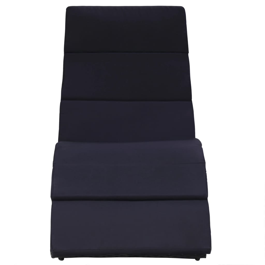 Chaise longue pliable avec coussin en polyrotin