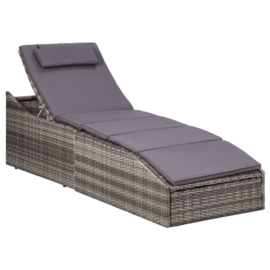 Chaise longue avec coussin en polyrotin