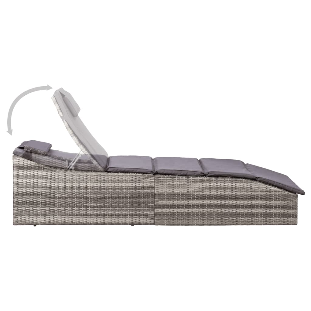 Chaise longue avec coussin en polyrotin