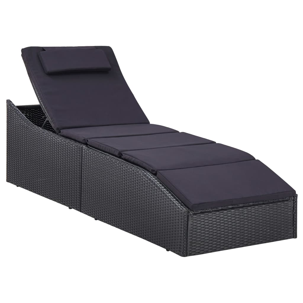 Chaise longue avec coussin en polyrotin