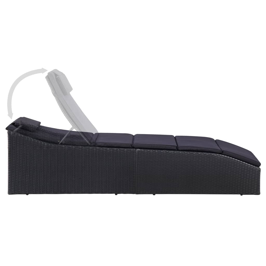 Chaise longue avec coussin en polyrotin