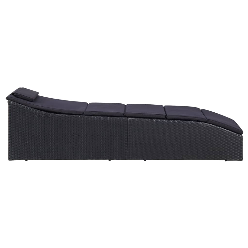 Chaise longue avec coussin en polyrotin