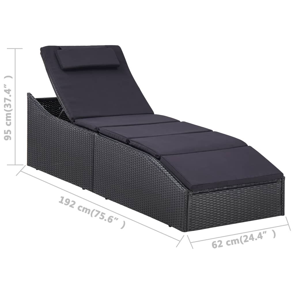 Chaise longue avec coussin en polyrotin