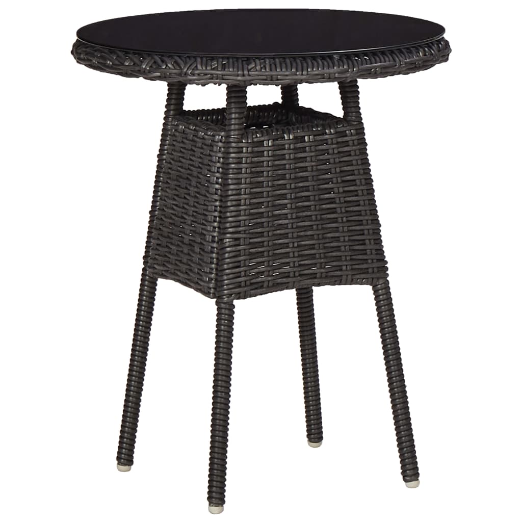 Chaises de jardin 2 pcs avec table à thé poly rotin noir