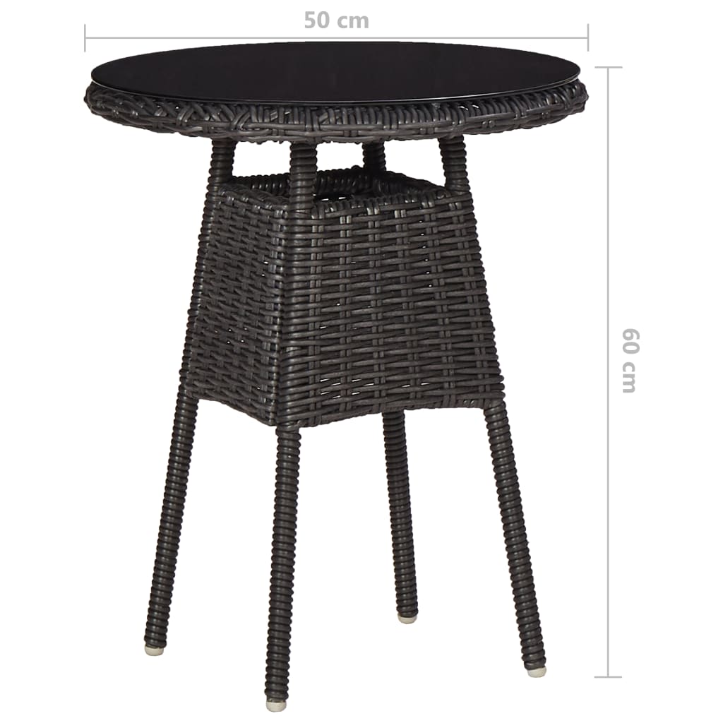 Chaises de jardin 2 pcs avec table à thé poly rotin noir