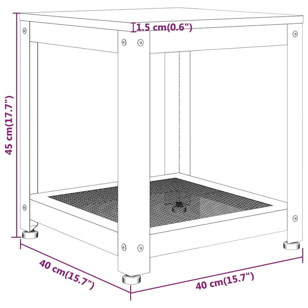 Bijzettafel 40x40x45 cm MDF en ijzer en zwart