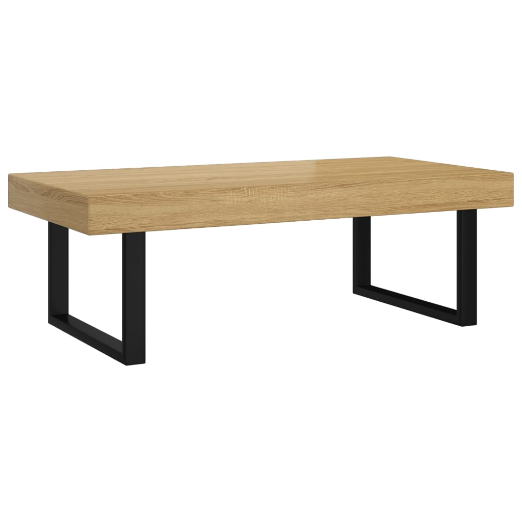 Salontafel 120x60x40 cm MDF en ijzer lichtbruin en zwart