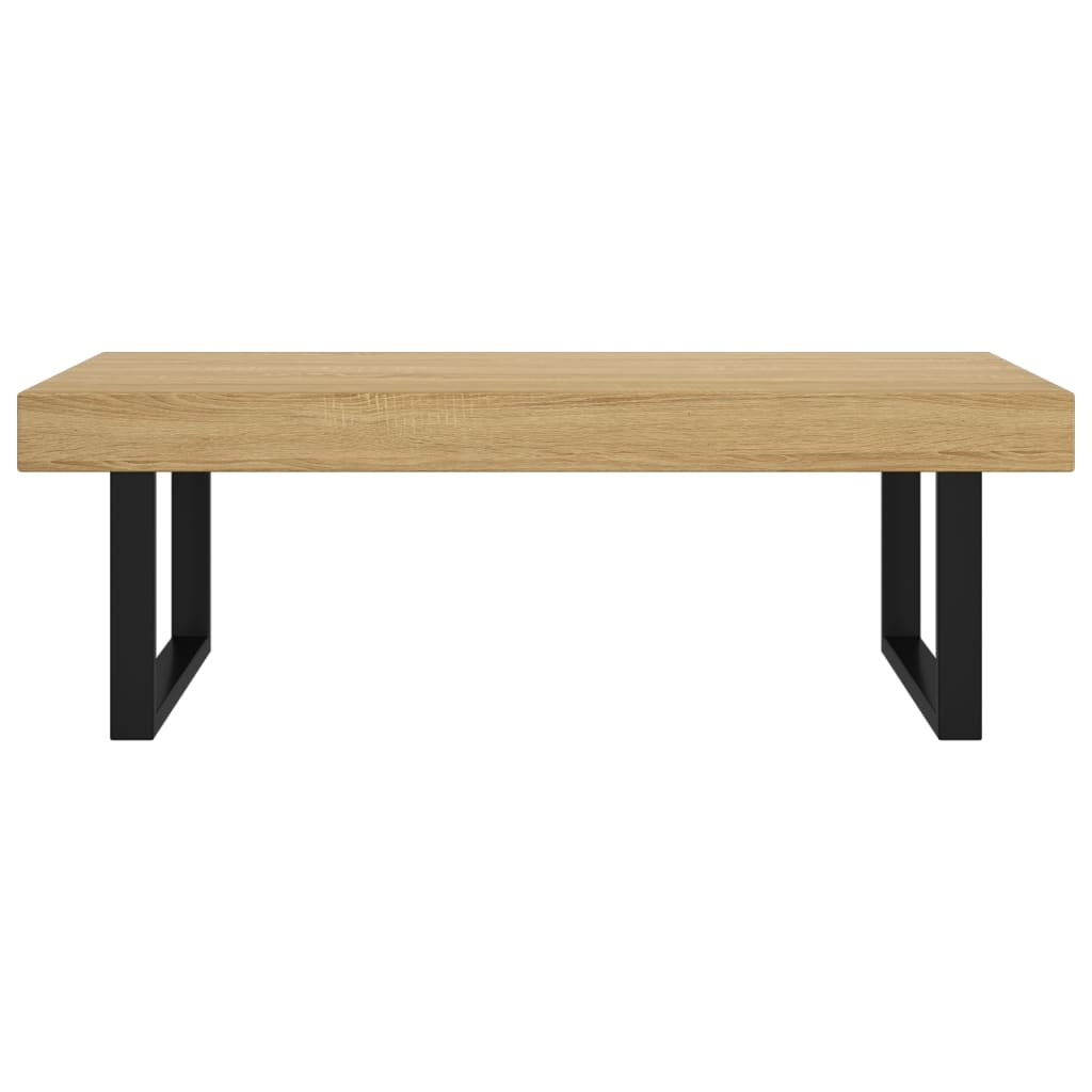 Table basse 120x60x40 cm MDF et fer marron clair et noir