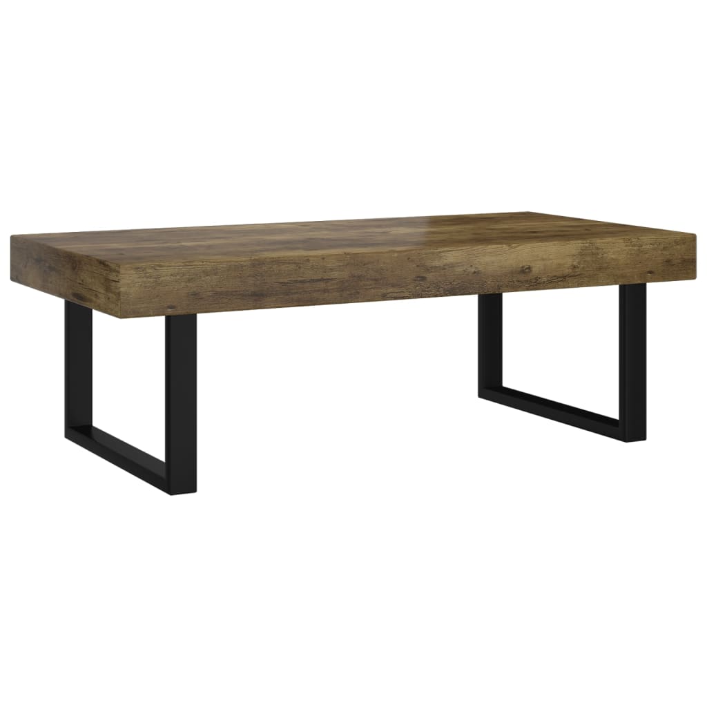 Salontafel 120x60x40 cm MDF en ijzer lichtbruin en zwart