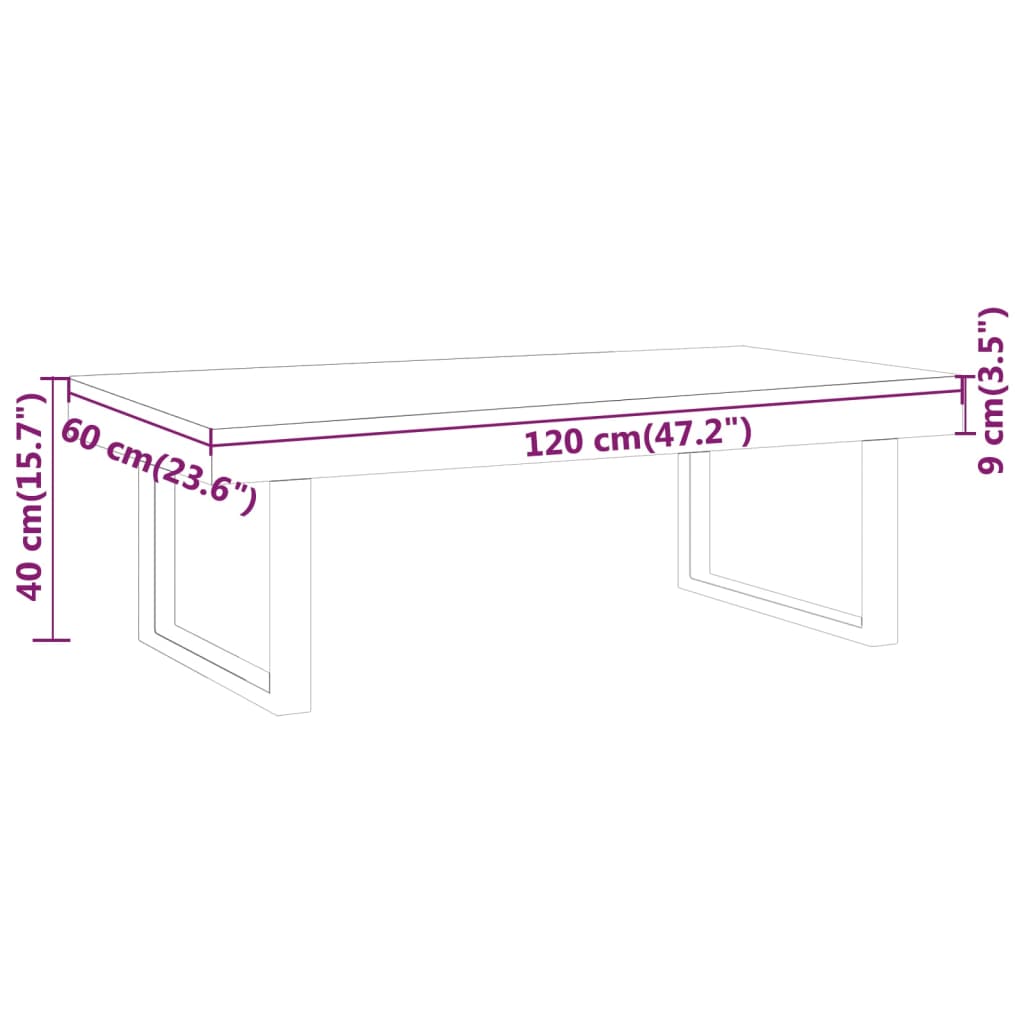 Salontafel 120x60x40 cm MDF en ijzer en zwart