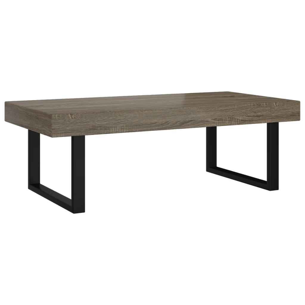 Table basse 120x60x40 cm MDF et fer marron clair et noir