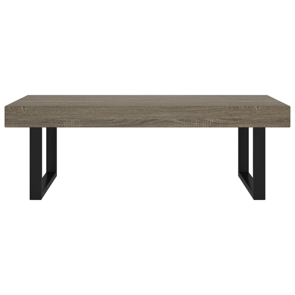 Table basse 120x60x40 cm MDF et fer marron clair et noir