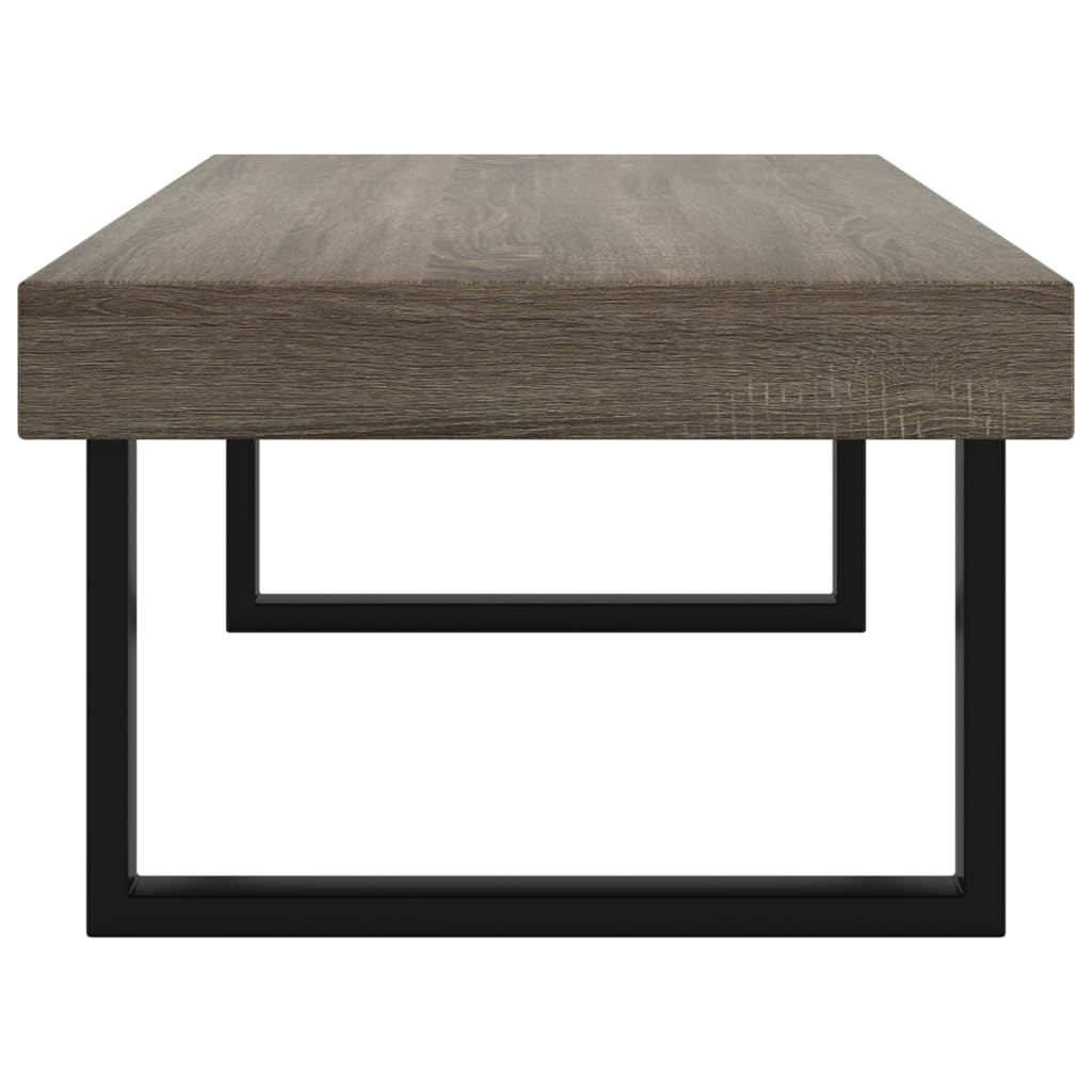 Table basse 120x60x40 cm MDF et fer marron clair et noir