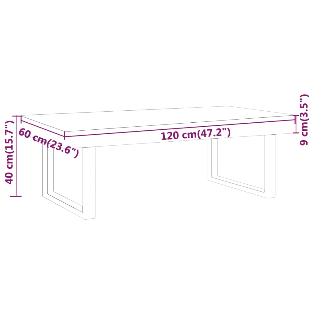 Salontafel 120x60x40 cm MDF en ijzer lichtbruin en zwart