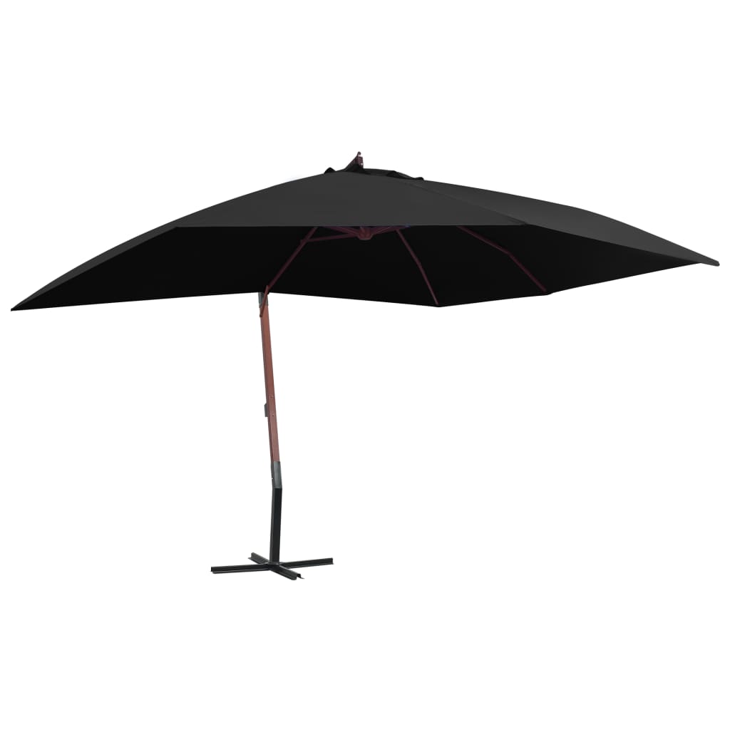 Zweefparasol met houten paal 400x300 cm