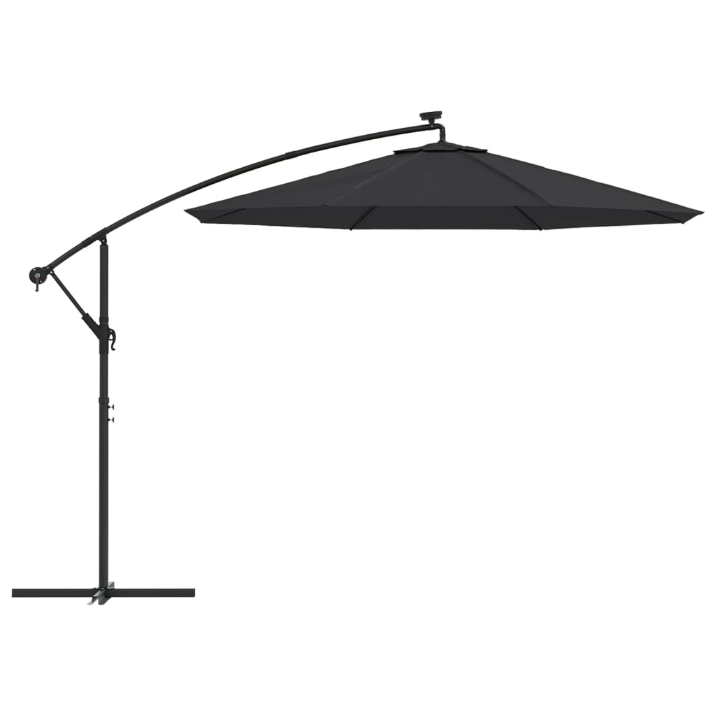 Zweefparasol met LED-verlichting en stalen paal 300 cm