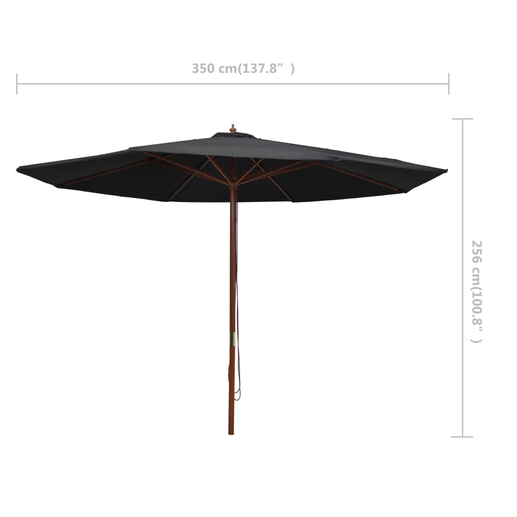 Parasol met houten paal 350 cm