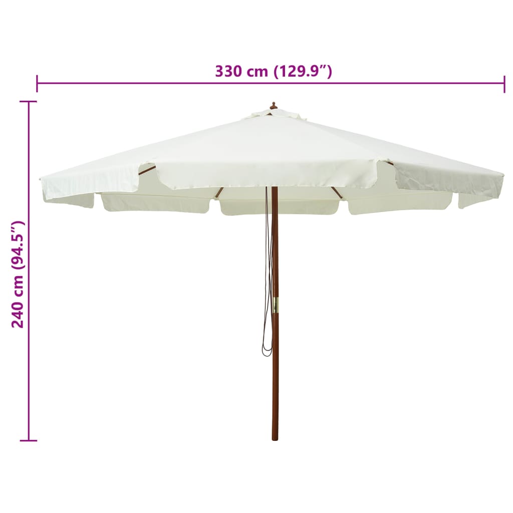 Parasol avec poteau en bois 330 cm couleur terre cuite