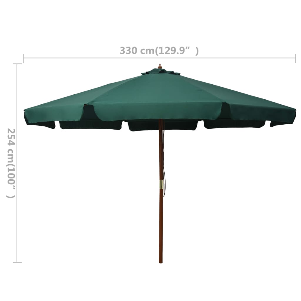 Parasol met houten paal 330 cm