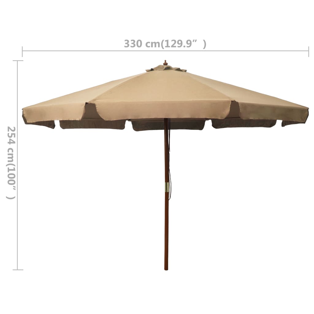 Parasol met houten paal 330 cm