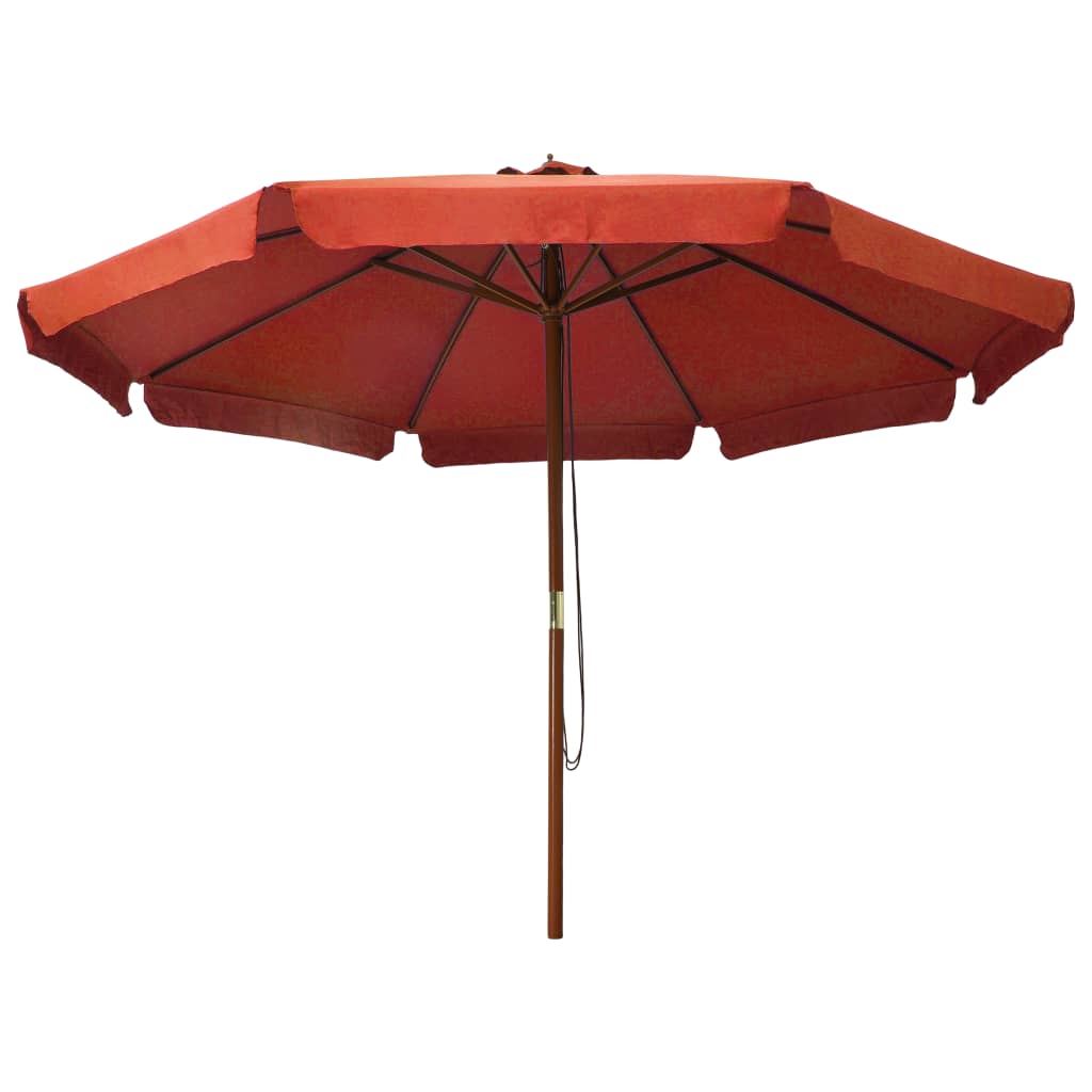 Parasol avec poteau en bois 330 cm couleur terre cuite