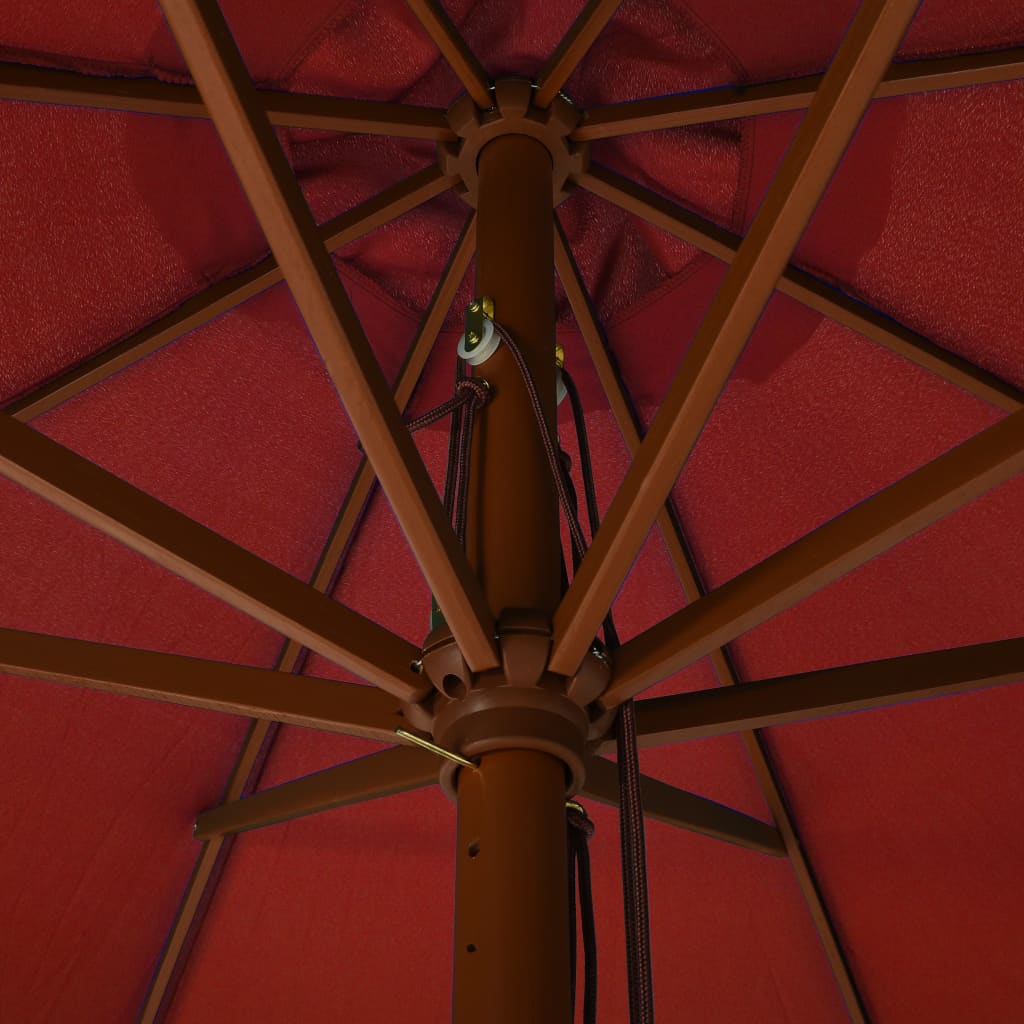 Parasol avec poteau en bois 330 cm couleur terre cuite