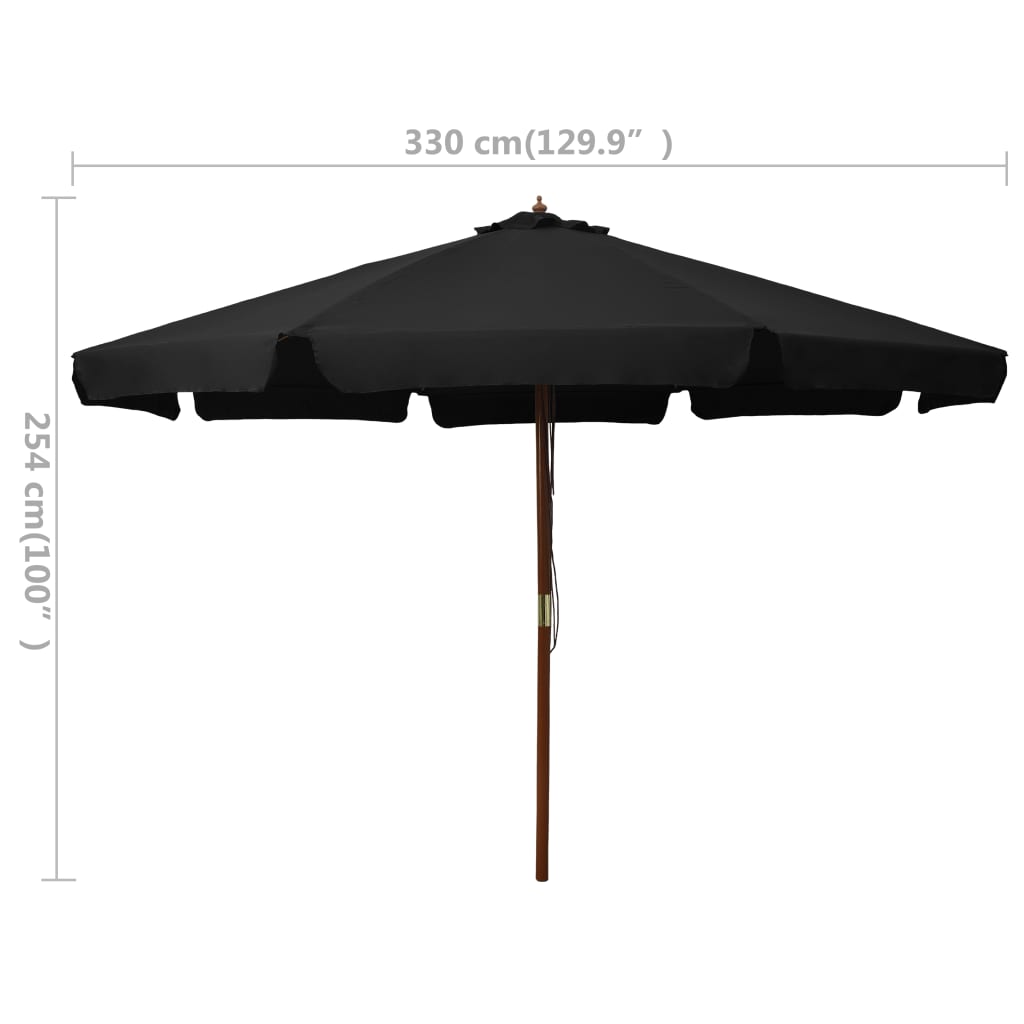 Parasol met houten paal 330 cm