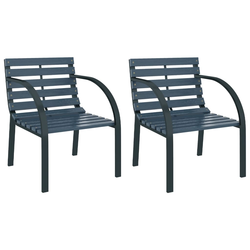 Chaises de jardin 2 pcs bois gris