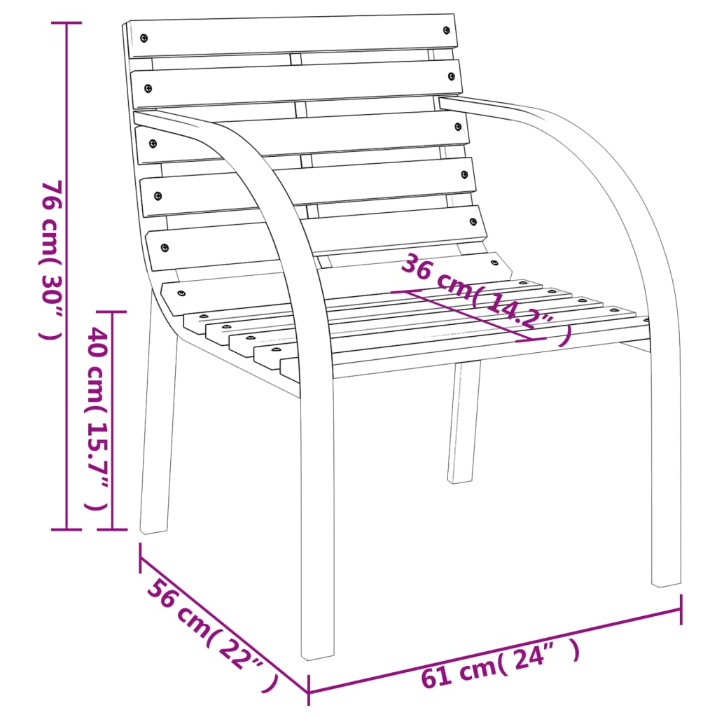 Chaises de jardin 2 pcs bois gris