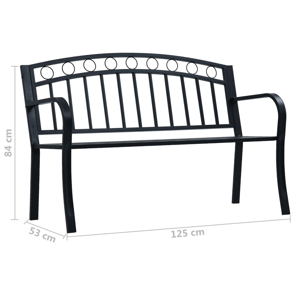 Banc de jardin 125 cm acier noir