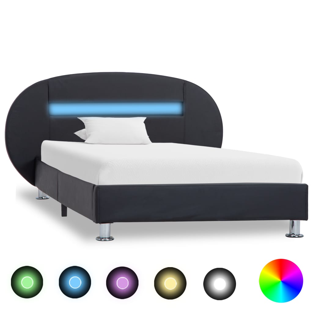 Bedframe met LED kunstleer 90x200 cm