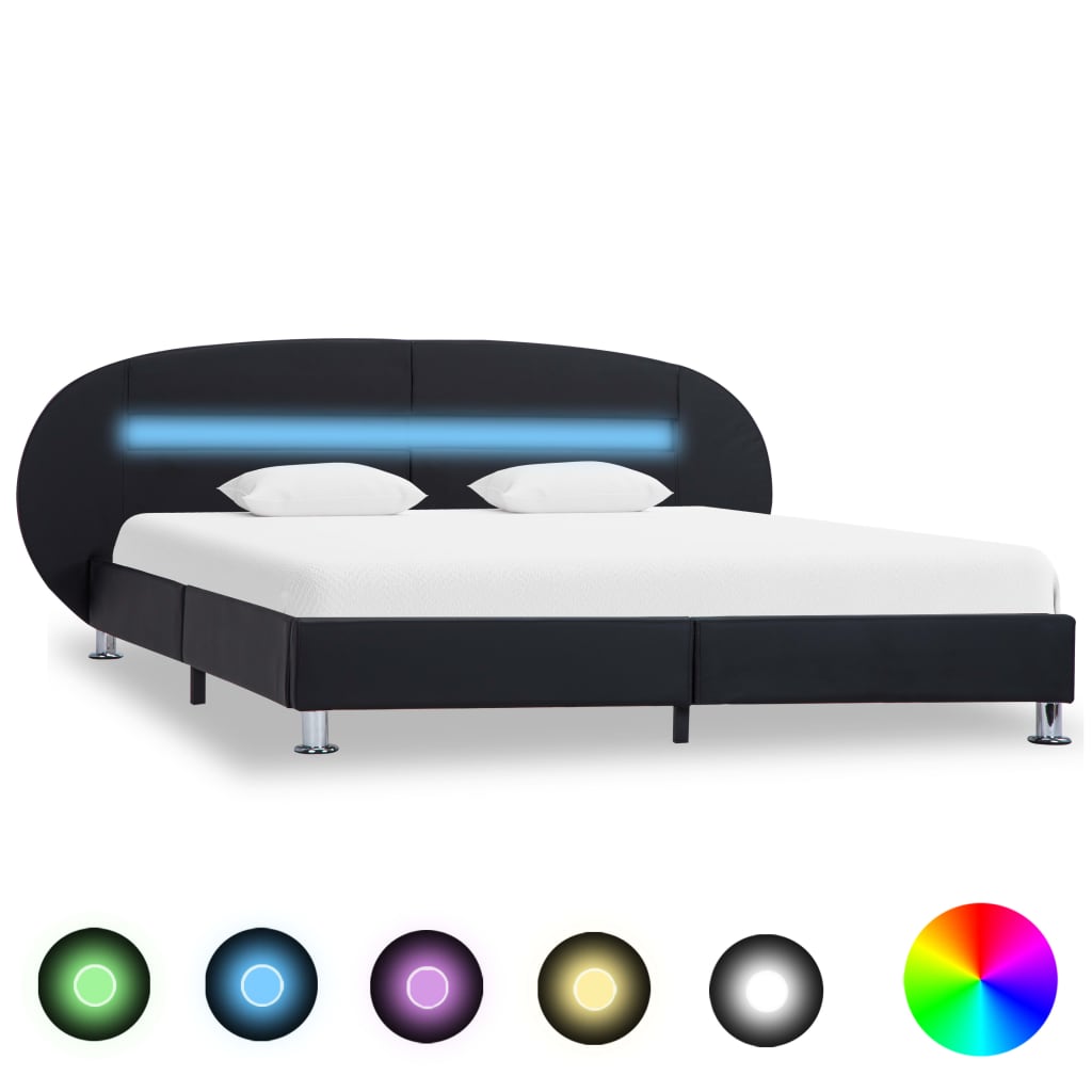 Bedframe met LED kunstleer 90x200 cm