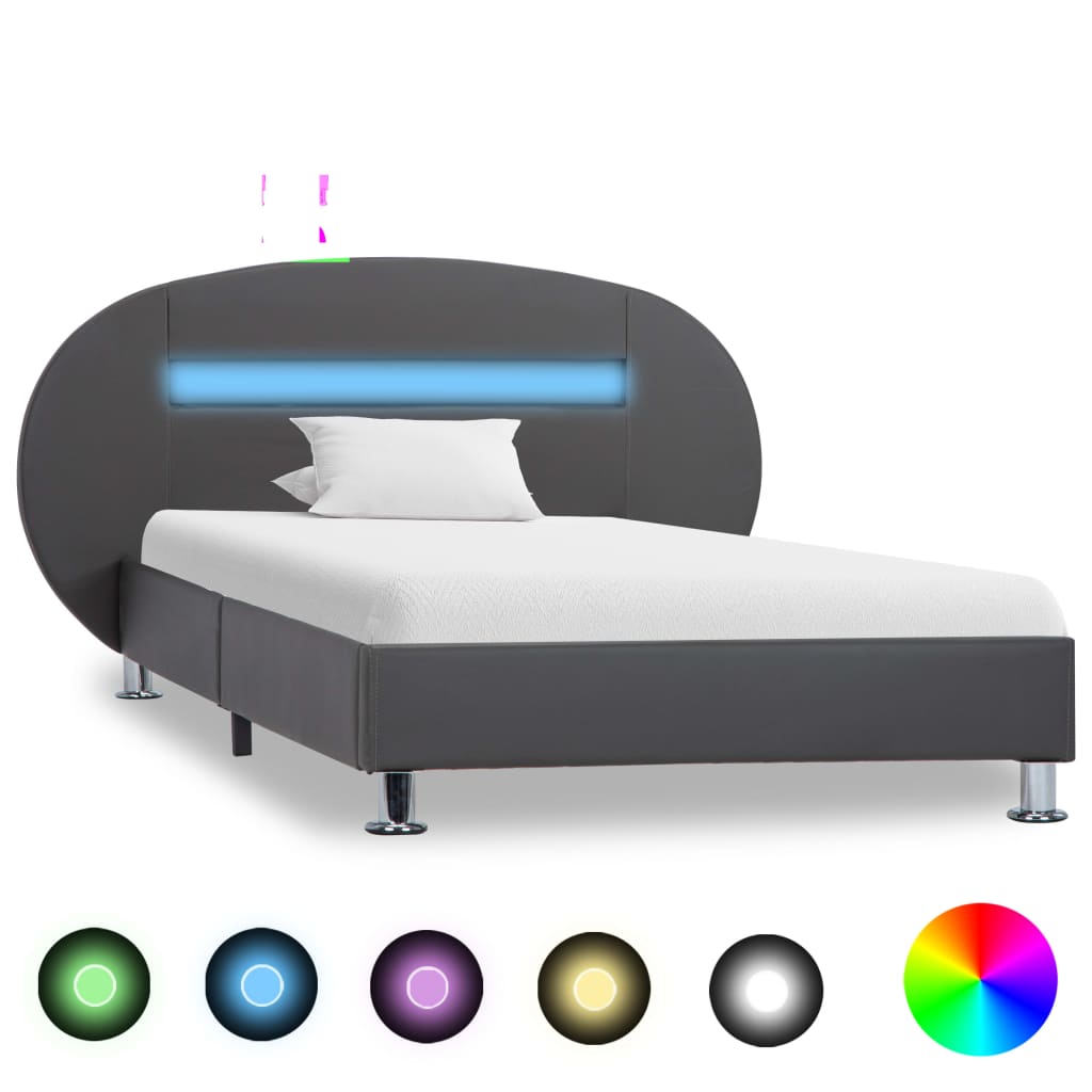 Bedframe met LED kunstleer 90x200 cm