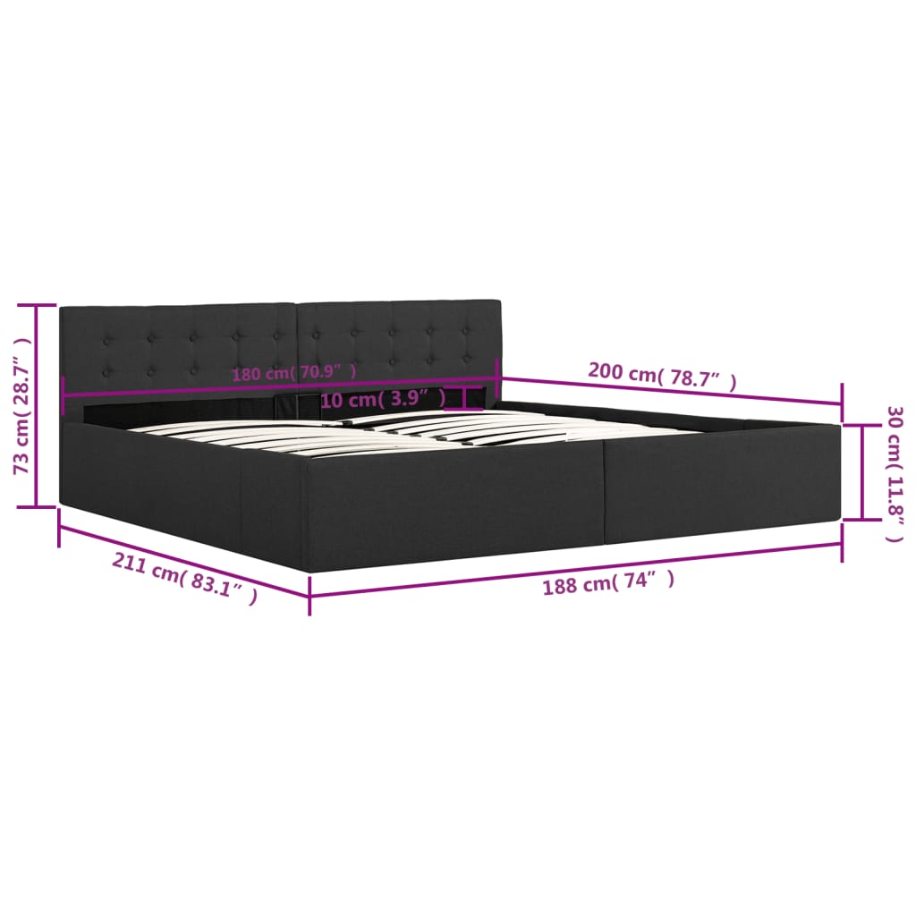 Bedframe met hydraulische opslag stof 180x200 cm