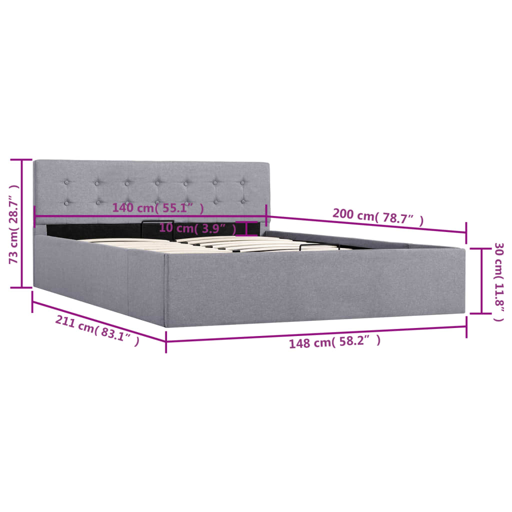 Bedframe met hydraulische opslag stof 100x200 cm