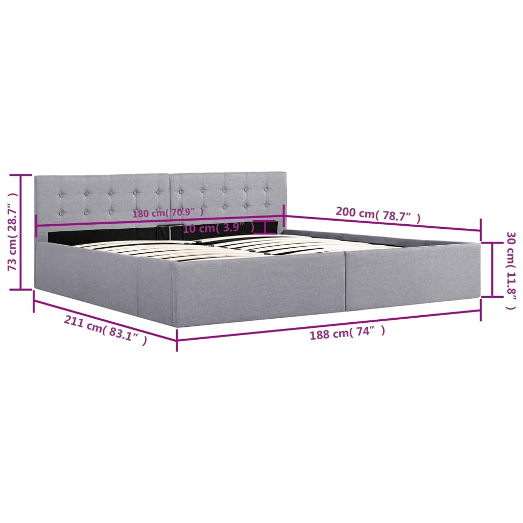 Bedframe met hydraulische opslag stof 100x200 cm