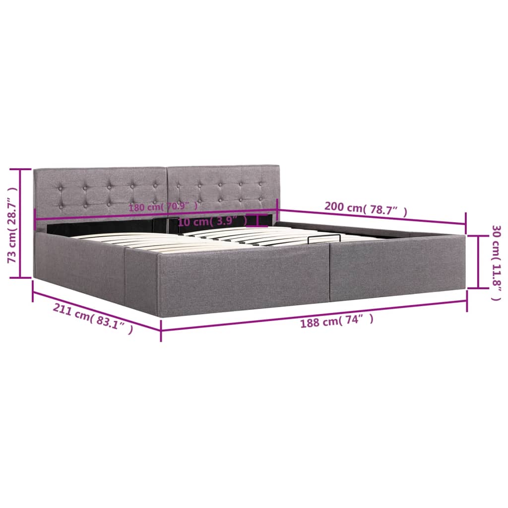 Bedframe met hydraulische opslag stof 180x200 cm