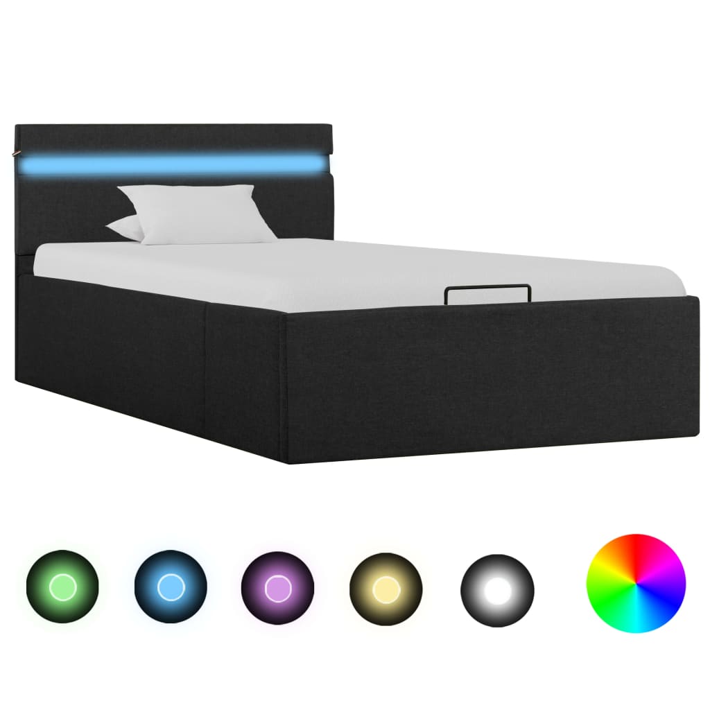 Bedframe met opslag en LED stof 90x200 cm