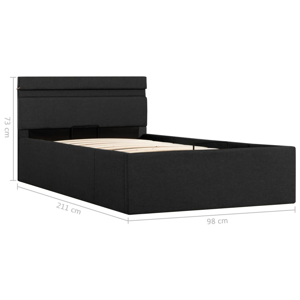 Bedframe met opbergruimte en LED stof donkergrijs 160x200 cm