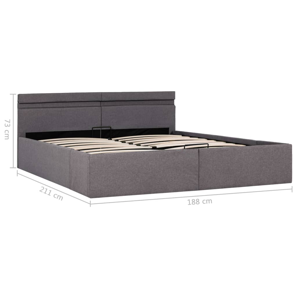 Bedframe met hydraulische opslag en LED stof taupe 180x200 cm