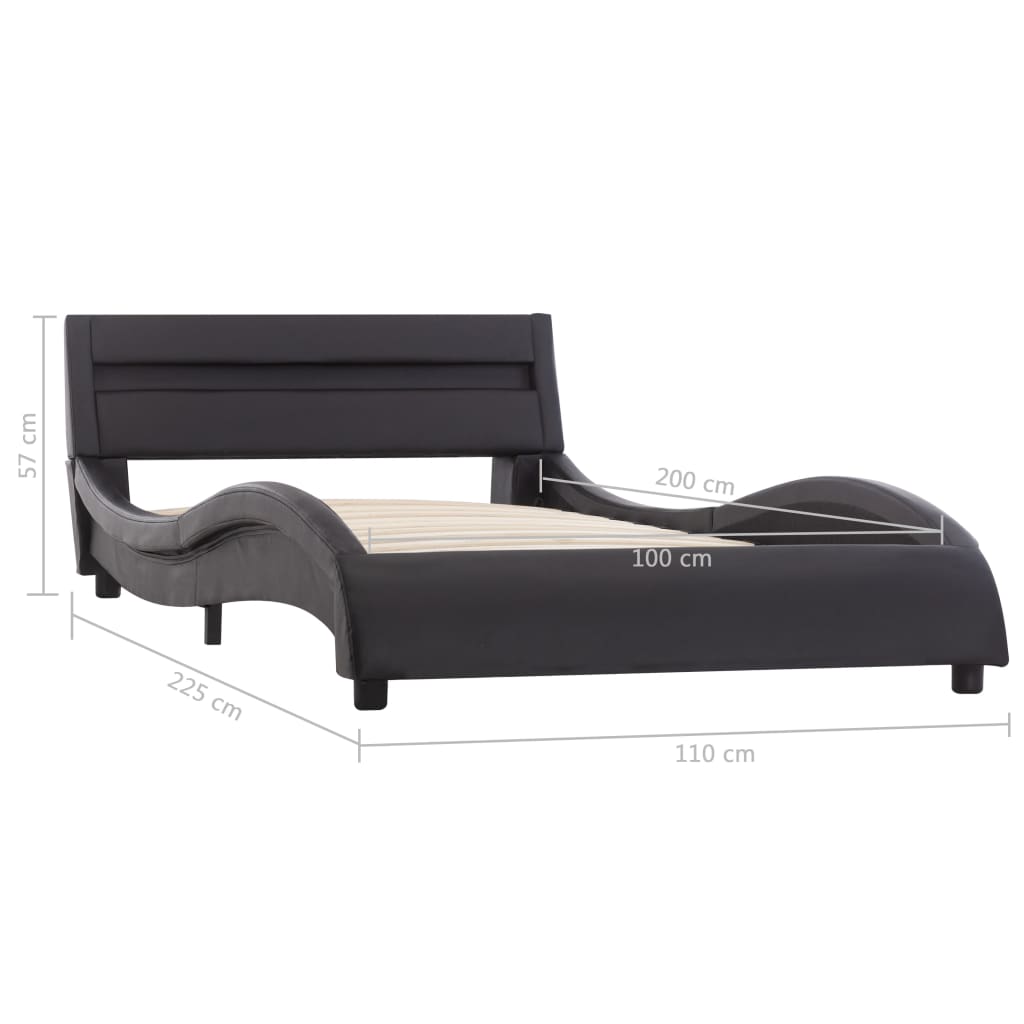 Bedframe met LED kunstleer wit 90x200 cm