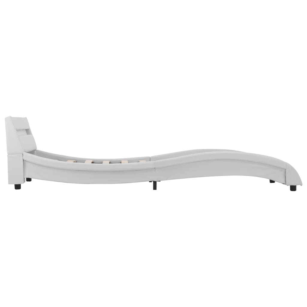 Bedframe met LED kunstleer wit 90x200 cm