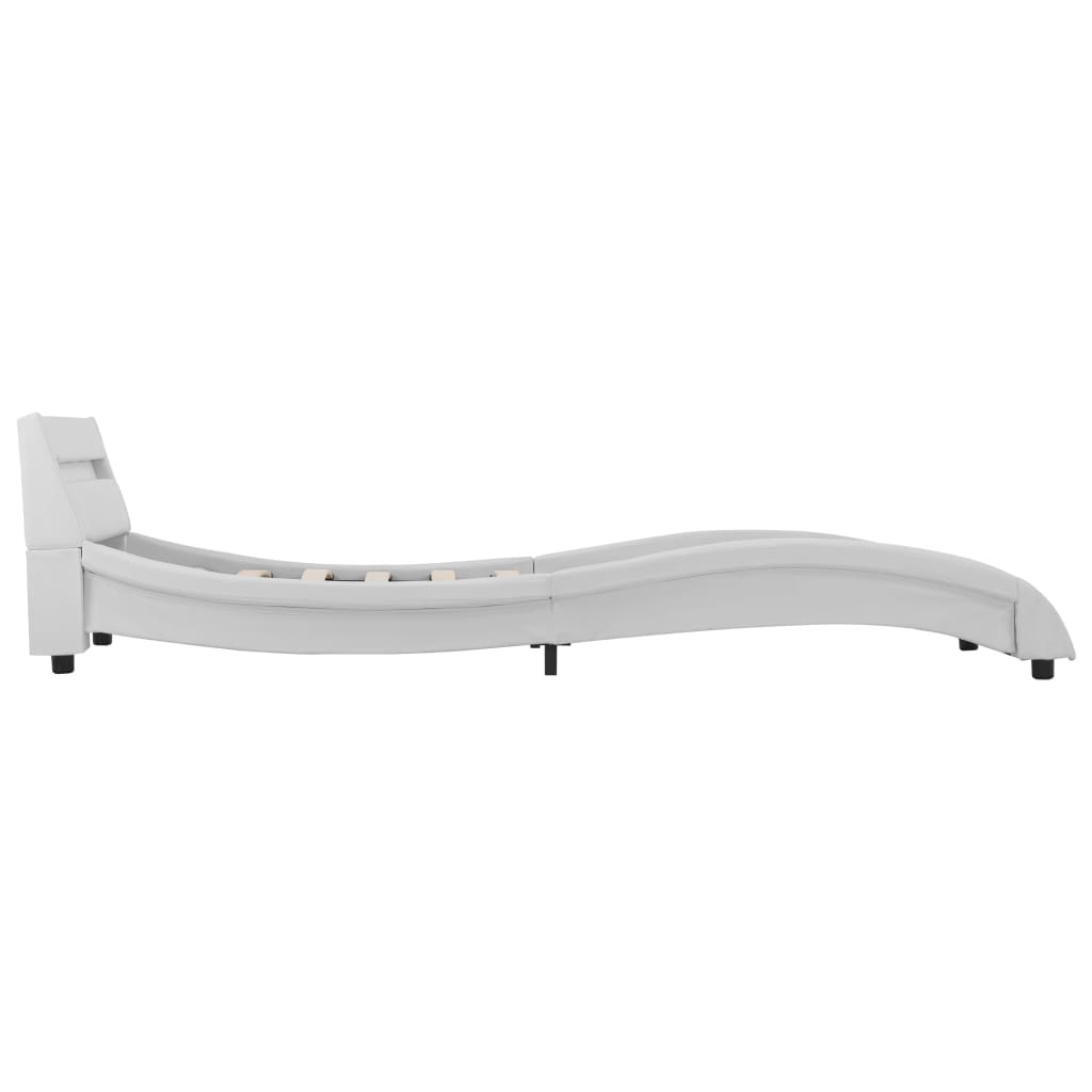 Bedframe met LED kunstleer wit 90x200 cm